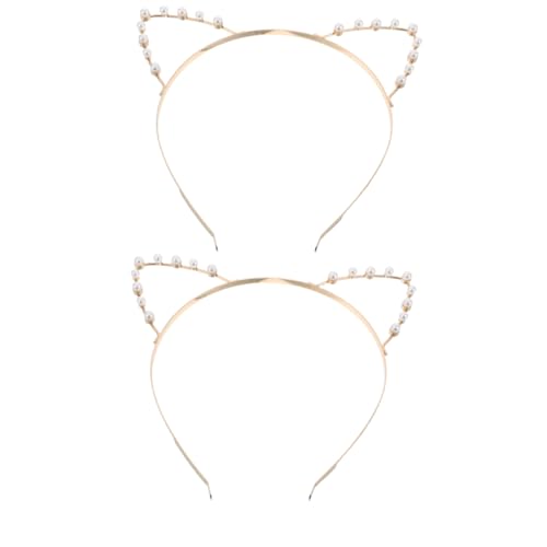 Mipcase 2Stücke Katzenohren Haarschmuck mit Perlen Teiliges Stirnband für Damen für Halloween und Cosplay Headwear Zubehör Charmantes Design von Mipcase