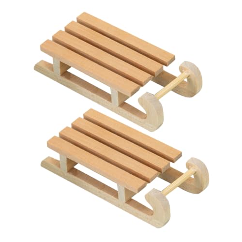 Mipcase 2Stücke Weihnachtsminiaturen Puppenhaus DIY Holzschlitten für Designs Langlebig und Anpassbar für Kreative Dekorationen von Mipcase