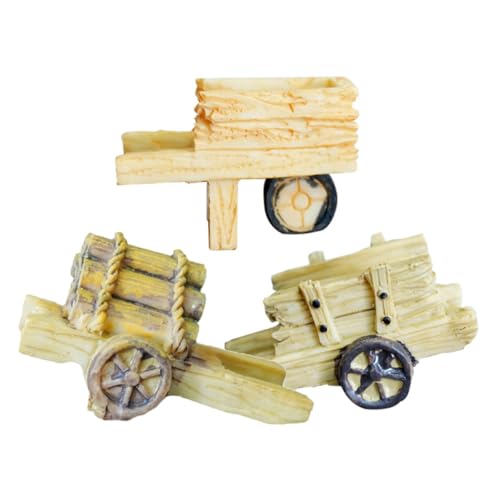 Mipcase 3 Stück Micro-Landscape-Schubkarre Weihnachtsdekorationen für den Garten rollender Pflanzständer Pflanzenwagen für draußen Weihnachtsschmuck Harz von Mipcase