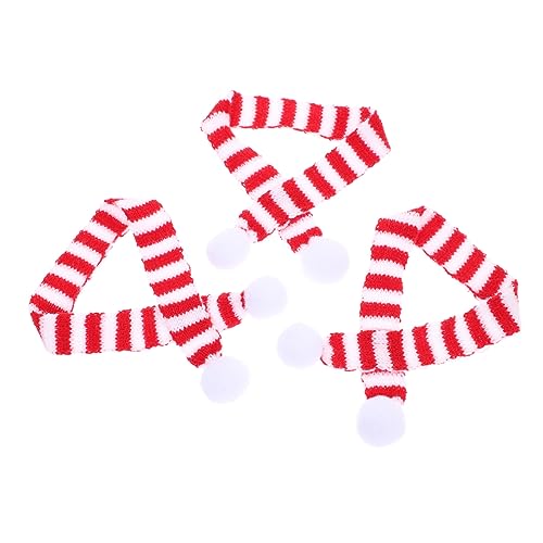 Mipcase 3 Stück Teiliges Mini Strickschal Weihnachtsdeko für Flaschen Puppen Mini Spielzeugschals Delikate Stoffschals Festliche Tischdekoration für Weihnachten von Mipcase
