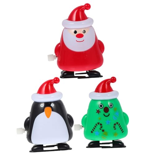 Mipcase 3 Stück Teiliges Weihnachts Aufziehspielzeug aus Glattem Kunststoff Niedliche Santa Claus Weihnachtsbaum und Pinguin Figuren Langlebig und Handlich Mitbringsel für Festliche von Mipcase