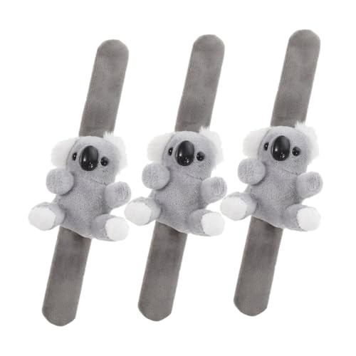 Mipcase 3 Stücke Slap-Armband Mädchen Geburtstagsfeier Partyzubehör-Korb thematische Gastgeschenke Stofftier-Armband Schlagarmbänder für Plüsch Light Grey von Mipcase