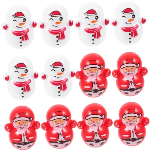 Mipcase 30 Stück Teiliges Mini Weihnachts Tumbler aus Langlebigem Kunststoff mit Niedlichen Schneemann und Santa Figuren als Partydeko Geschenkfüllung und Stressabbau für Erwachsene von Mipcase