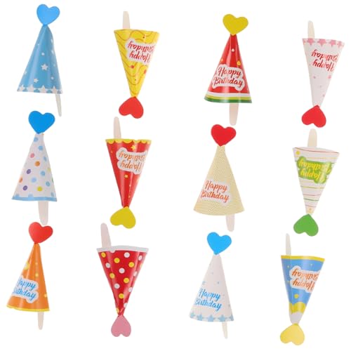 Mipcase 36 Stück Teiliges Mini Geburtstagskegel aus Bunte Tortendeko im Koreanischen Cartoon Stil Vielseitige Cupcake und Dessertdekoration für Babyparty und Kindergeburtstag von Mipcase