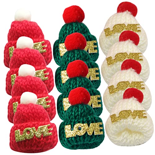 Mipcase 36 Stück Teiliges Mini Gestricktes Weihnachtsmützen aus Weichem Wollmaterial Vielseitige DIY Deko für Weihnachtsbaum Weinflaschen und Festliche Bastelprojekte Rot Grün Weiß von Mipcase