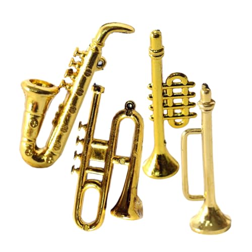 Mipcase 4 Sätze Mini-Saxophon Puppenhaus Miniaturzubehör Miniaturen Winzig Instrument Miniaturspielzeug Miniaturspielzeug Plastik Golden 4 Stück * 4 von Mipcase