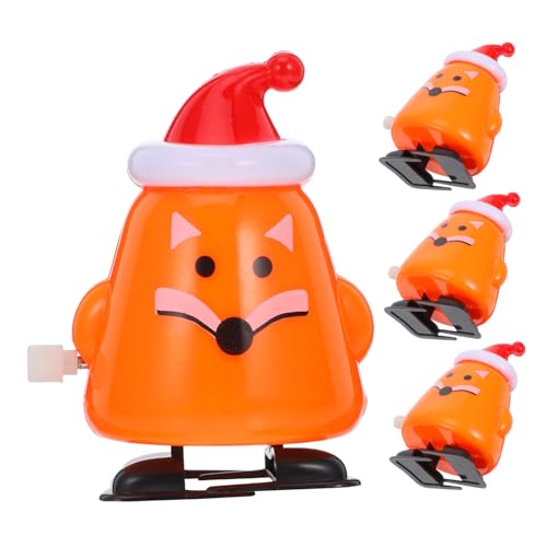 Mipcase 4 Stück Teiliges Weihnachts Aufziehspielzeug Kreative Fuchsmotive Sichere Glatte Oberfläche Dekoratives für Altersgruppen für Weihnachtsfeiern und Sammlungen von Mipcase