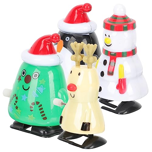 Mipcase 4 Stück Teiliges Weihnachts Aufziehspielzeug aus Langlebigem Kunststoff Lustige Figuren zum Laufen und Springen Sichere Partygeschenke für Mitbringsel für Weihnachtsfeiern von Mipcase