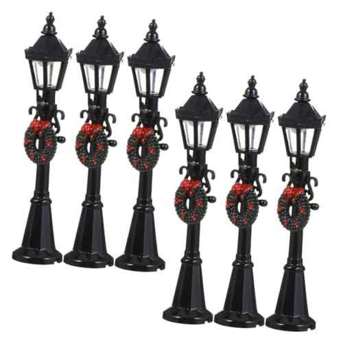 Mipcase 6 Stück Maßstab Schwarze Abs Mini Straßenlampen Deko für Puppenhaus Garten Innen und Außenbereich Detailreiche Mini Haus Außenbeleuchtung von Mipcase