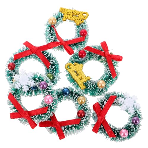 Mipcase 6 Stück Teiliges Mini Weihnachtskranz Miniatur Weihnachtsdeko Kränze zum Hängen Langlebige Miniatur Ornamente für Puppenhaus Weihnachtsbaum und Fensterdekoration Winterliche von Mipcase