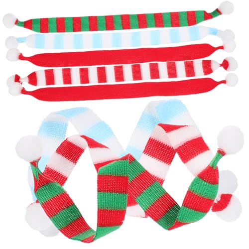 Mipcase 8 Stück Teiliges Mini Weihnachtsschals aus Gestrickte Mini Schals für Weihnachtsdeko Puppen und Flaschen Dekoration Ornamente für Baum und Tisch von Mipcase