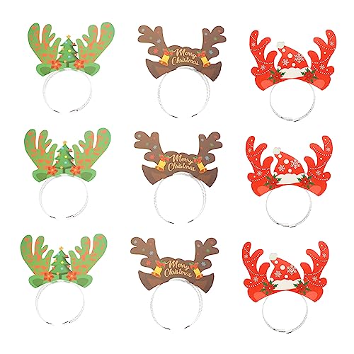 Mipcase 9 Stück Teiliges Weihnachts Haarreif mit Rentiergeweih Leicht Festlich für Erwachsene und Dekorativer Haarschmuck für Weihnachtsfeiern und Party Outfits von Mipcase