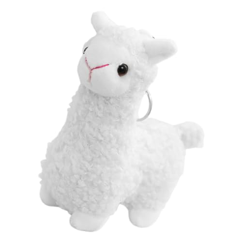 Mipcase Alpaka-Schlüsselanhänger kawaii schlüsselanhänger Weicher Alpaka Schlüsselanhänger für Rucksäcke Mini-Schafe Plüsch-Schlüsselanhänger kawaii kurzer Plüsch Weiß von Mipcase