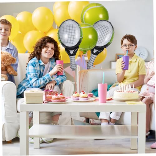 Mipcase Aluminium Folienballons Tennisball und Schläger Teilig Langlebige Sportparty Deko Metallisch Glänzende Tennis Ballons für Geburtstag Sportmotto und Feierlichkeiten von Mipcase