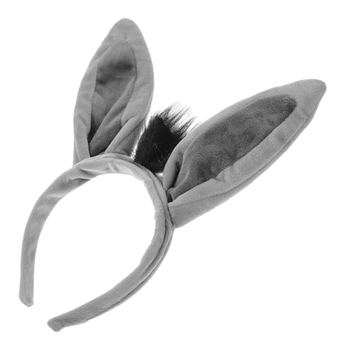 Mipcase Donkey Cosplay Stirnband mit Weichen Grauen Ohren Rutschfestes Halloween Headband für Erwachsene Bequemes Tierkostüm Zubehör für Party Karneval und Mottoparty von Mipcase