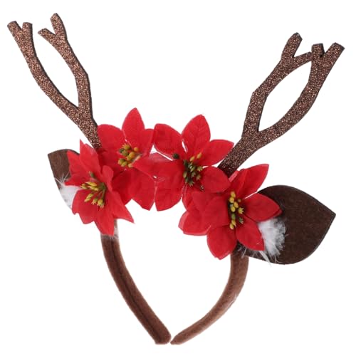 Mipcase Fluffy Geweih Haarreif mit Blumen Weicher Weihnachts Kopfschmuck für Erwachsene Vielseitiges Party und Cosplay Accessoire Einfach zu Tragen Festliches Stirnband für Weihnachten Mipcase Fluffy Geweih Haarreif mit Blumen Weicher Weihnachts Kopfschmuck für Erwachsene Vielseitiges Party und Cosplay Accessoire Einfach zu Tragen Festliches Stirnband für Weihnachten von Mipcase