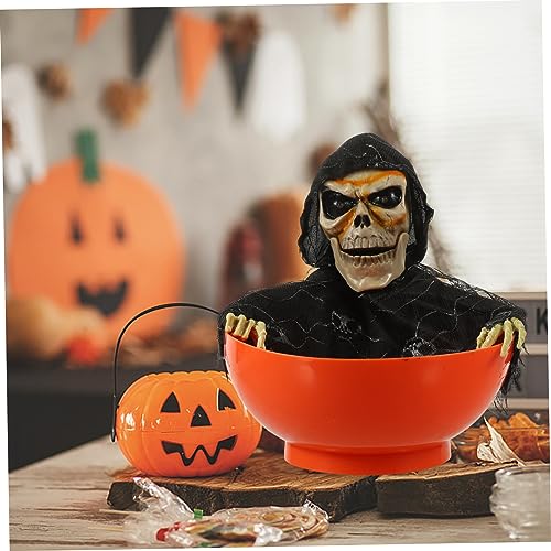 Mipcase Halloween Deko Animierte Süßigkeitenschale Skelett mit Bewegungssensor und Licht Wiederverwendbare Halloween Candy Bowl für Party und Outdoor Dekoration von Mipcase