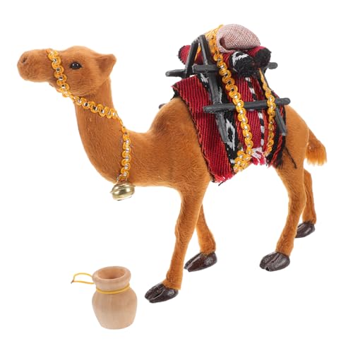 Mipcase Kamelmodell Kamelfiguren-dekore Mini-tierfigur Desktop-kamelstatuen Dekorative Kamelstatuen Tischplatte Miniatur Glücklich Klein Schreibtisch Realistisch Stoff von Mipcase