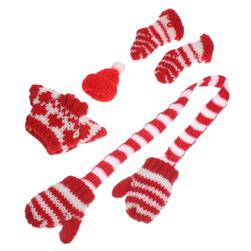 Mipcase Mini Strick Doll Outfit Winterkleidung für Kleine Puppen mit Mütze Handschuhen Pullover und Socken Strapazierfähig Festliche Deko für Puppenhaus Kreatives Zubehör von Mipcase