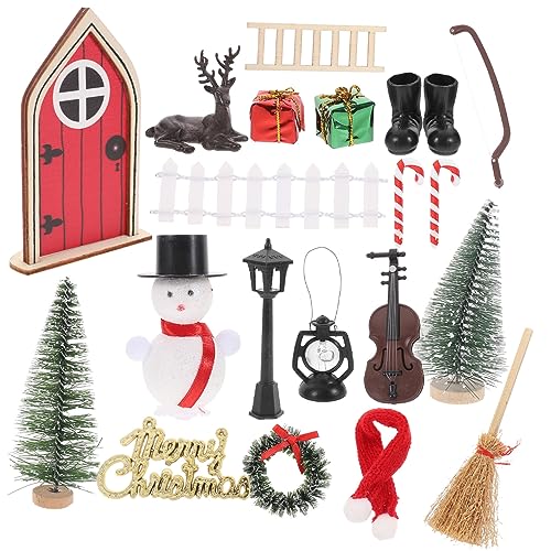 Mipcase Mini Weihnachts Deko Teiliges DIY Miniatur Feenhaus mit Feiner Verarbeitung Robust und Formbeständig als Mini Haus Zubehör für Festliche Xmas Party Dekoration von Mipcase