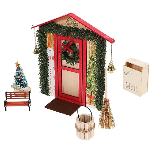 Mipcase Miniatur Puppenhaus Tür aus Holz Weihnachtsdeko für Puppenhaus Realistische Miniatur Szene Rot DIY Zubehör für Mädchen Teiliges Handgefertigt und Tragbar von Mipcase
