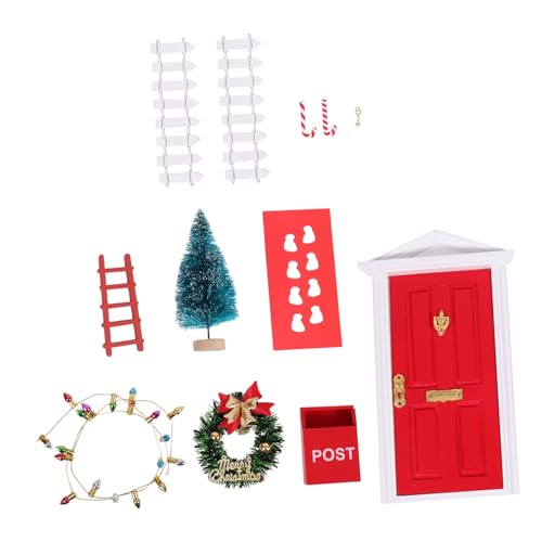 Mipcase Miniatur Puppenhaus Weihnachtsdeko Teilig Rote Miniatur Weihnachtsfiguren Santa Claus Stiefel für Winter Holiday DIY Landschaft von Mipcase