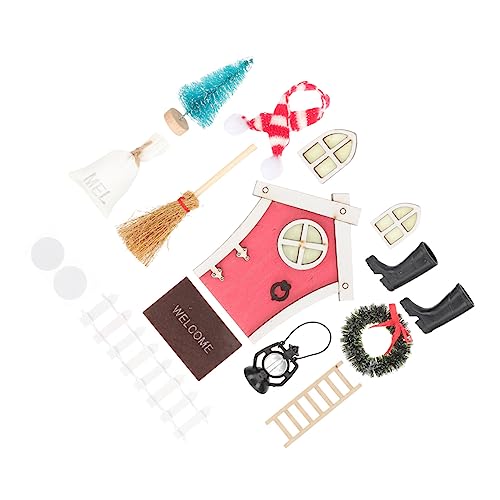 Mipcase Puppenhaus Weihnachtsdeko Miniatur Weihnachts Szene mit Santa Claus Stiefel und Ornamenten Kreative Mini Haus Accessoires für DIY Tischdeko und von Mipcase