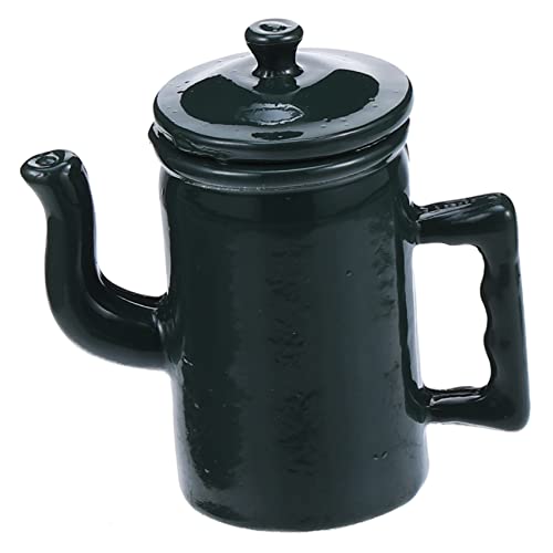 Mipcase Puppenhaus Zubehör Mini Kaffee Kanne mit Deckel und Griff Detailgetreu Gestaltet Dekorativ für Miniatur Küchen und Wohnszenen in Dunkelgrün von Mipcase