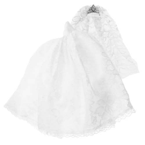 Mipcase Puppenkleid Weißes Wiederverwendbares Hochzeitskleid mit Langem Schleier Großes Volantkleid für Puppen Leichtes Tragbares Brautoutfit für Kreatives von Mipcase