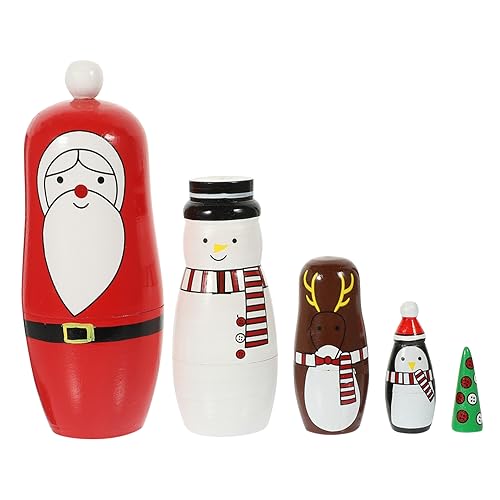 Mipcase Schichtige Weihnachtsnesting Puppe aus Handgefertigte Weihnachtsdekoration Langlebiges Desktop Ornament mit Verschleißfestem Farbanstrich und Festliche Deko für Weihnachten von Mipcase
