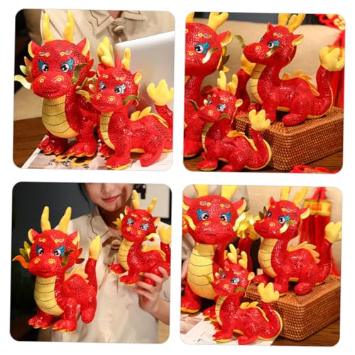 Mipcase Sternzeichen-Drachen-Puppe süße Kuscheltiere Drachenspielzeug puppenaugen Dekoration Dragon Plüschspielzeug Chinesisches Neujahr Chinesische Actionfiguren PP Baumwolle rot von Mipcase