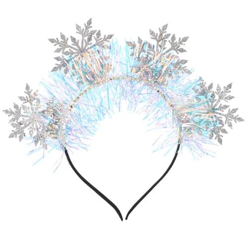Mipcase Weihnachtlicher Haarreif mit Glitzernden Silbernen Schneeflocken Dekorativer Stirnband für Frauen und Mädchen Robustes Material Festliches Accessoire für Party und Fotos von Mipcase