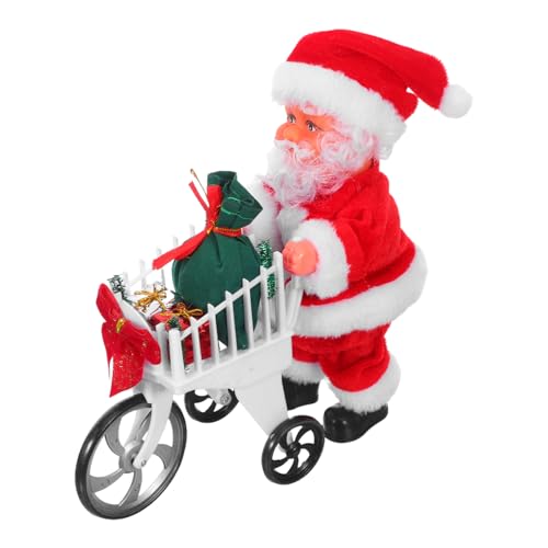 Mipcase Weihnachtlicher Plüsch Santa mit Musik und Bewegung Interaktives mit Handbetriebenem Einkaufswagen Festliche Weihnachtsdekoration für Winterfeiern von Mipcase