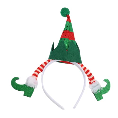 Mipcase Weihnachtliches Stirnband mit Elfenbeinen und Mütze Handgefertigter Kopfschmuck für Festliche Partys Süßes Haaraccessoire zur Weihnachtsdekoration Farbenfrohes Design für Damen von Mipcase
