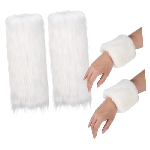 Mipcase Weißes Plüsch Fell Kostümzubehör mit Elastischen Kuscheligen Arm und Beinstulpen für Damen Vielseitige Winter Wärmer für Bühne Party und Alltag Mipcase Weißes Plüsch Fell Kostümzubehör mit Elastischen Kuscheligen Arm und Beinstulpen für Damen Vielseitige Winter Wärmer für Bühne Party und Alltag von Mipcase