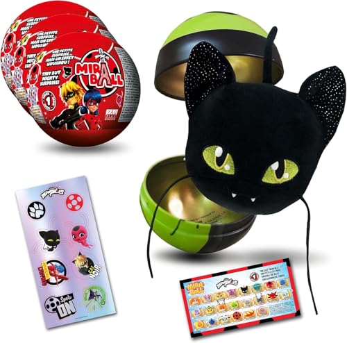 Miraculous Ladybug, Sammelspielzeug Kapsel 4-1, 3er-Set, Miraball Überraschung: Ausdehnbares Kwami-Plüschtier, Metallkugel mit Charakterbildern, Glitzernde Aufkleber, Aufhängeband Miraculous Ladybug, Sammelspielzeug Kapsel 4-1, 3er-Set, Miraball Überraschung: Ausdehnbares Kwami-Plüschtier, Metallkugel mit Charakterbildern, Glitzernde Aufkleber, Aufhängeband von Miraculous