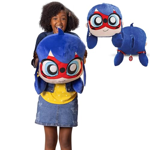Miraculous Ladybug - Huggie Hideaway, 40cm Plüschkissen, extra weiches Plüschspielzeug, für Kinder, mit Einer großen geheimen Reißverschlusstasche auf der Rückseite (Wyncor (Ladybug) von Miraculous