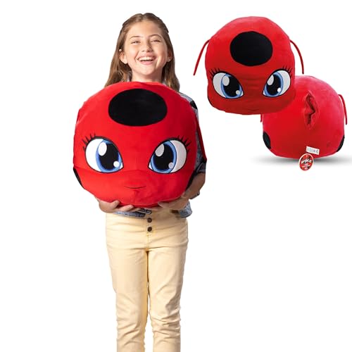 Miraculous Ladybug - Huggie Hideaway Tikki, 16.5-inch Red Plush Pillow, Super Cute Soft Stuffed Toy for Kids with Large Zipper Secret Pocket in the Back (Wyncor) von Miraculous