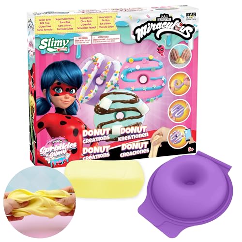 Miraculous Ladybug – Sprinkles n' Slimy Donuts – Schleim-Set für Mädchen und Jungen, Rollenspiel-Spielzeug für Kinder mit Donut-Maker, Schleim & leichtem Ton, Streusel, Konfetti und Marshmallow von Miraculous