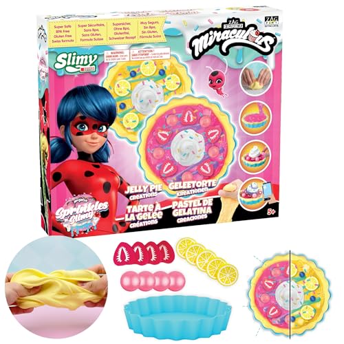 Miraculous Ladybug - Sprinkles n' Slimy Jelly Pie - Schleim-Set für Mädchen und Jungen, Rollenspiel-Spielzeug für Kinder mit Tortenplatte, Schleim und leichtem Ton, Fruchtscheiben und Belägen (Wyncor) von Miraculous