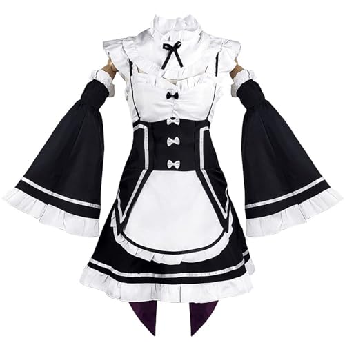 Mirodo Anime Ram Rem Cosplay Kostüm Frauen Halloween Party Maid Outfit Uniform,Set-3XL von Mirodo