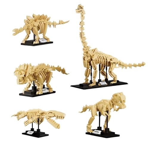 4-in-1-Dinosaurier-Skelett-Bausatz – 1221 Teile T-Rex, Stegosaurus-Bausatz, kombinierbar zu riesigen Brachiosaurus-Fossilien, STEM-Lernspielzeug, kreatives Geschenk für Kinder und Erwachsene von MirthMakers