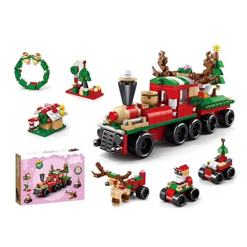 6-in-1 Mini-Weihnachtszug-Bausatz – 270-teiliges Festliches Mini-Bausatz-Set mit Lokomotive, Weihnachtsmannhaus, Rentier, Wohnaccessoires, Winterdorf-Display, Erwachsene, Kinder 6-in-1 Mini-Weihnachtszug-Bausatz – 270-teiliges Festliches Mini-Bausatz-Set mit Lokomotive, Weihnachtsmannhaus, Rentier, Wohnaccessoires, Winterdorf-Display, Erwachsene, Kinder von MirthMakers