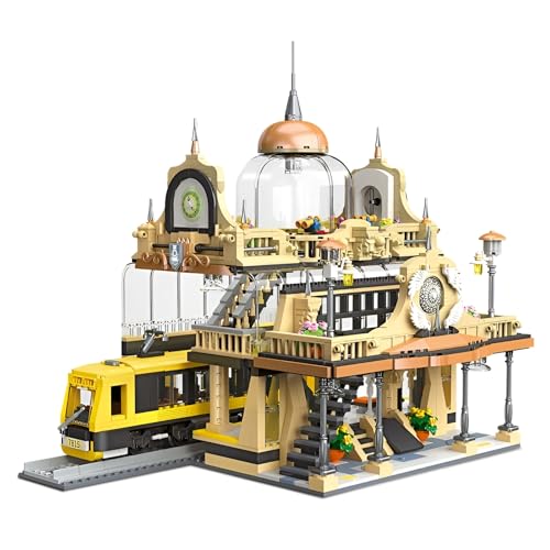 Europäischer Bahnhof Bausteinset – 1945-teiliges Gotik-Architekturmodell mit Zug, Sammler-Set für Erwachsene, Stilvolle Deko und Kreatives Geschenk für Architektur-Fans von MirthMakers
