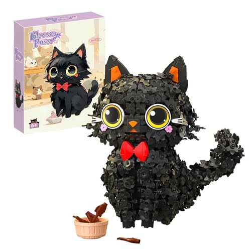 Katze Baustein-Set – 1651-teiliges schwarzes Kater Mini-Bausteinset, elegante Katzen-Skulptur zum Selbstbauen, stylische Deko und STEM-Lernspielzeug – Kreativgeschenk für Erwachsene und Kinder von MirthMakers