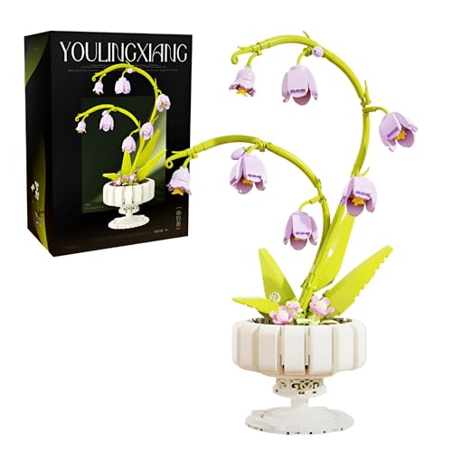 Maiglöckchen-Bausatz – 668PCS Set mit Rosa-lila Glockenblumen aus Ministeinen mit Elegantem, Frühlingsblüten-Wohnaccessoire, Kunstblumenmodell, Botanische Sammlung, Geschenk für Mädchen, Frauen von MirthMakers