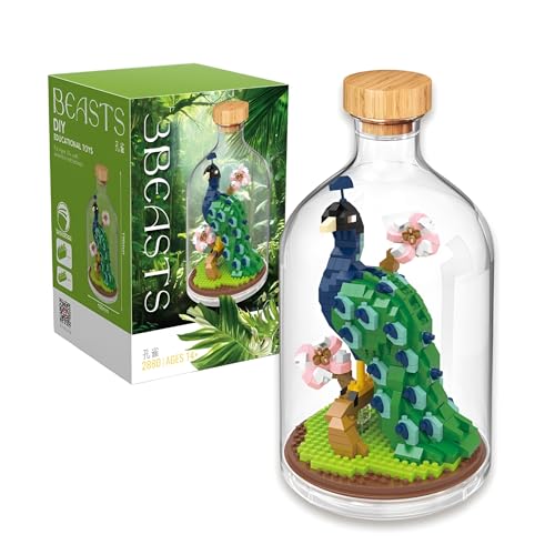 Mini-Tier-Bausteine-Set – 651PCS Mikro-Bausteine-Set mit Pfauenfigur für Erwachsene, Dekoration für Homeoffice, Sammlermodell mit Tieren, STEM-Lernspielzeug, kreatives Geschenk für Mädchen Jungen von MirthMakers