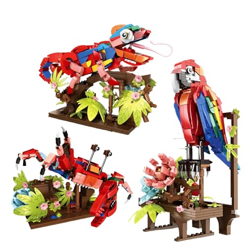 MirthMakers 3-in-1 Papagei Bausteine Set – 538 Teile Tier Bausteine Kit, Chamäleon, Krebs Modell, STEM Lernspielzeug, Wohnung Büro Deko, Erwachsene, Kinder Ab 6 Jahren MirthMakers 3-in-1 Papagei Bausteine Set – 538 Teile Tier Bausteine Kit, Chamäleon, Krebs Modell, STEM Lernspielzeug, Wohnung Büro Deko, Erwachsene, Kinder Ab 6 Jahren von MirthMakers