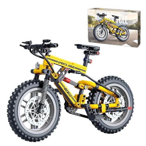 MirthMakers Gelbes Mountainbike-Bausteine-Set – 240-teiliges Offroad-Fahrrad-Modell-Bauset, STEM-Lernspielzeug, Deko für Zuhause & Büro, Erwachsene & Kinder ab 6 Jahren von MirthMakers