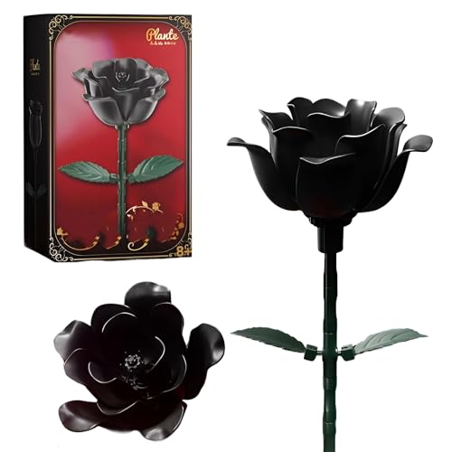 MirthMakers Gothic Black Rose Bausteine-Set – 3D-Blumenbausteine-Bausatz, Elegantes Botanisches Sammlerstück, Dekoration für das Homeoffice, Mädchen, Frauen und Mütter von MirthMakers